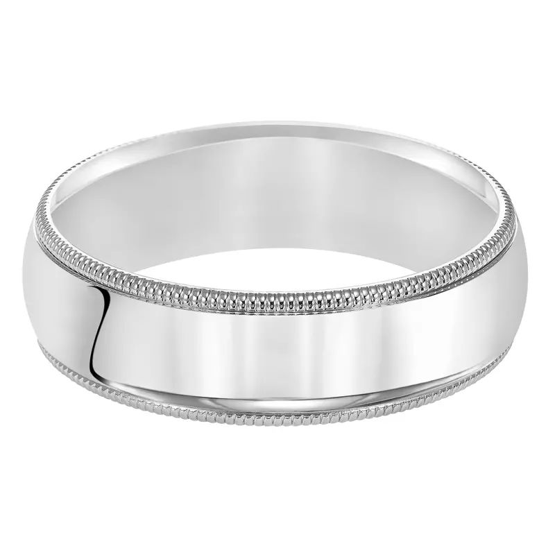 Platinum Milgrain Low Dome Comfort Fit Polished Band (7mm)