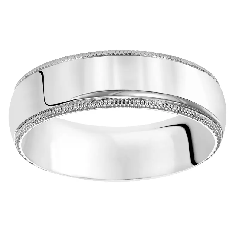 Platinum Milgrain Low Dome Comfort Fit Polished Band (7mm)