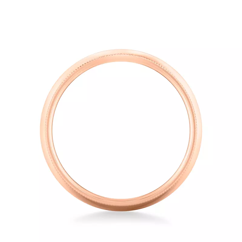 14K Rose Gold Milgrain Low Dome Comfort Fit Polished Band (8mm)