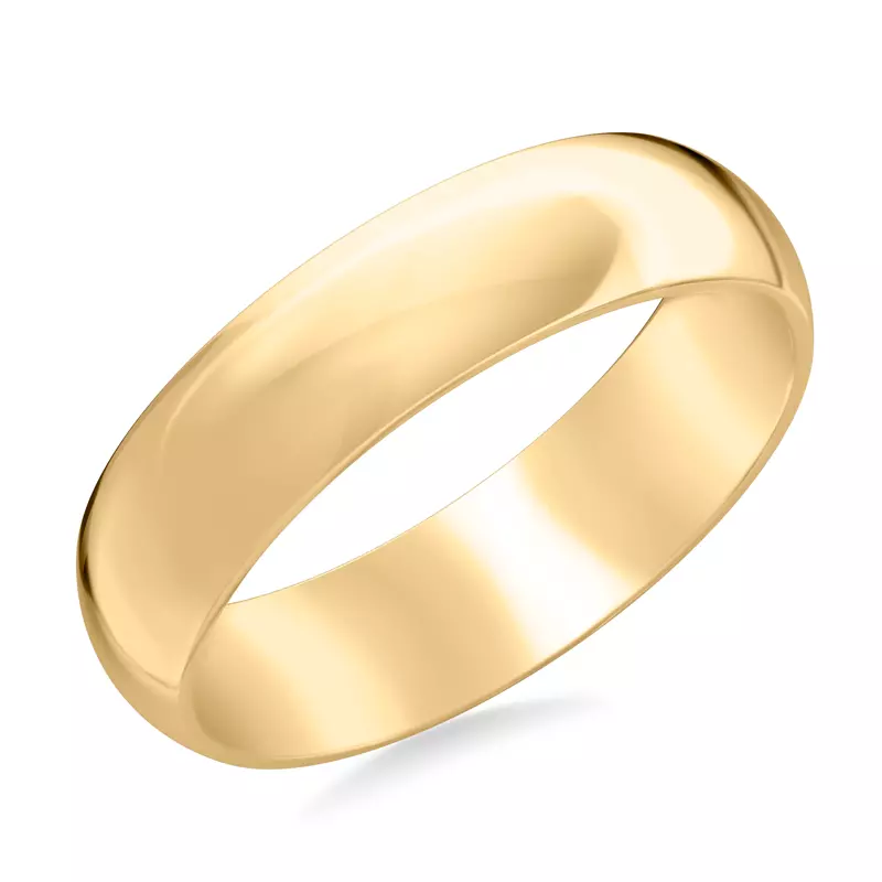 14K Yellow Gold High Dome Comfort Fit Polished Band (6mm)