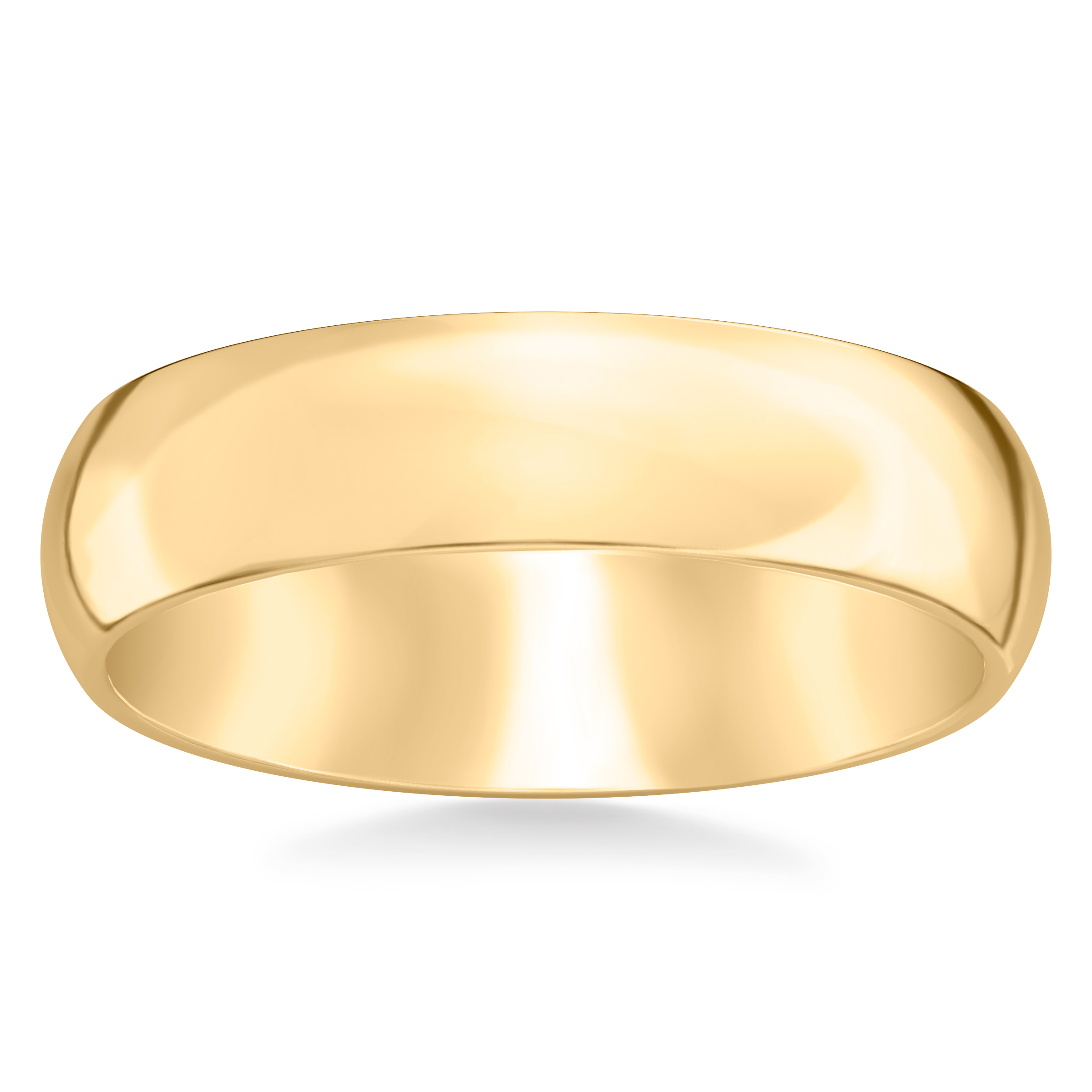 14K Yellow Gold High Dome Comfort Fit Polished Band (6mm)