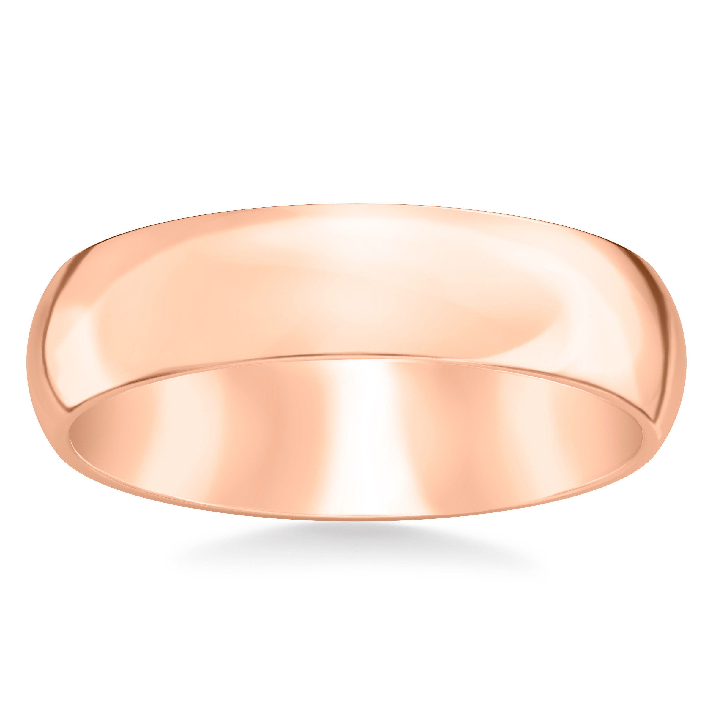 18K Rose Gold High Dome Comfort Fit Polished Band (6mm)