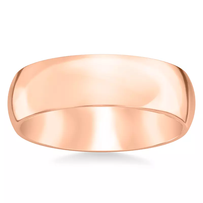 14K Rose Gold High Dome Comfort Fit Polished Band (7mm)