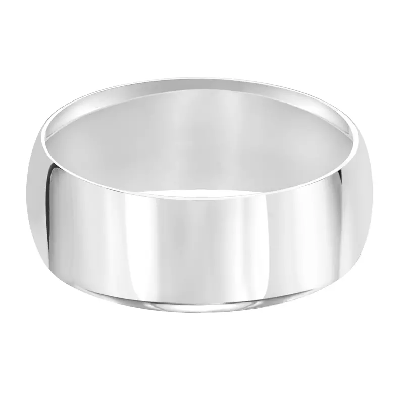 14K White Gold High Dome Comfort Fit Polished Band (7mm)