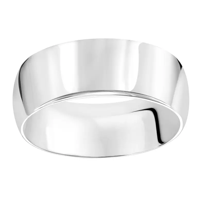 14K White Gold High Dome Comfort Fit Polished Band (7mm)