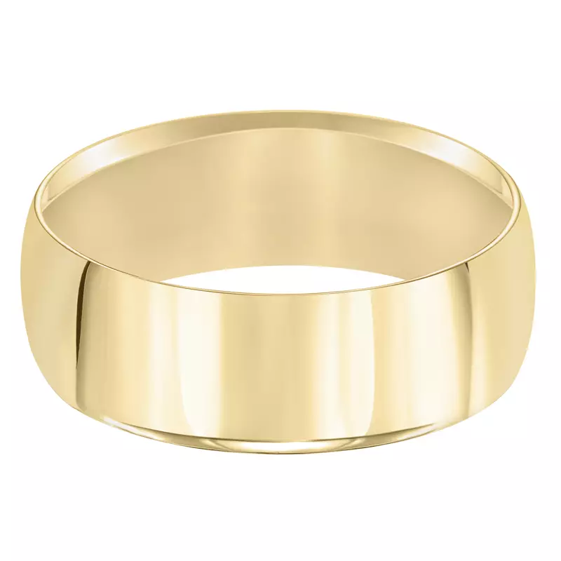 14K Yellow Gold High Dome Comfort Fit Polished Band (8mm)