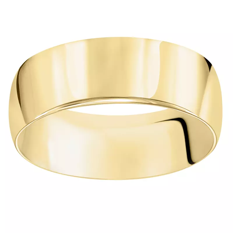14K Yellow Gold High Dome Comfort Fit Polished Band (8mm)