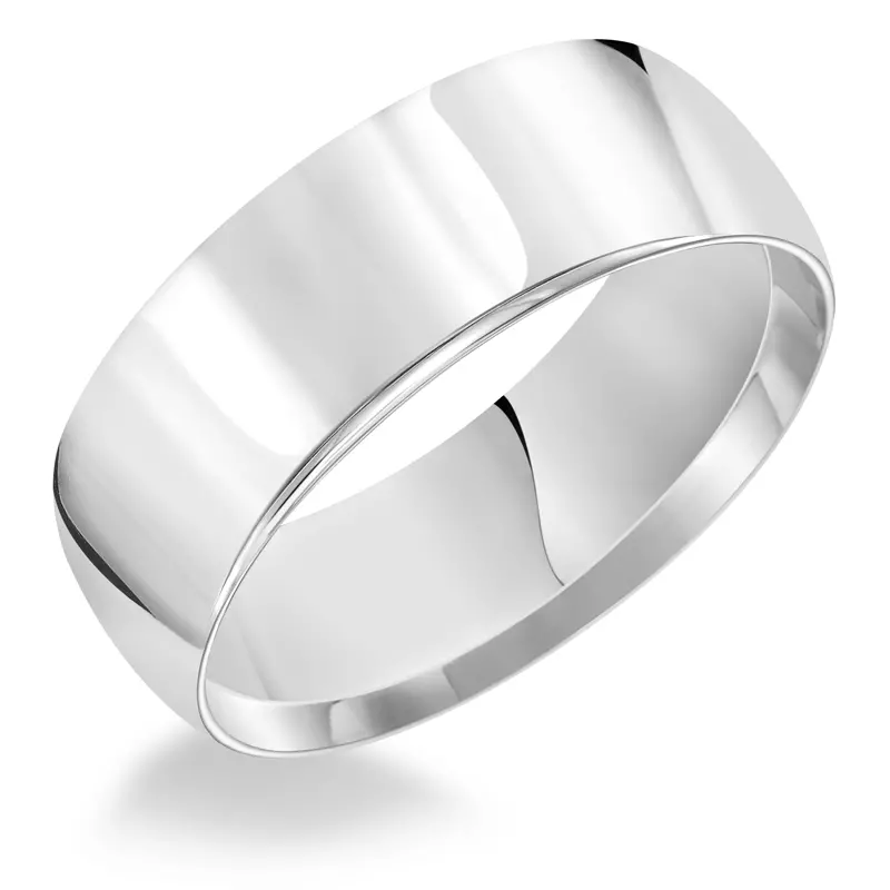 Platinum High Dome Comfort Fit Polished Band (8mm)