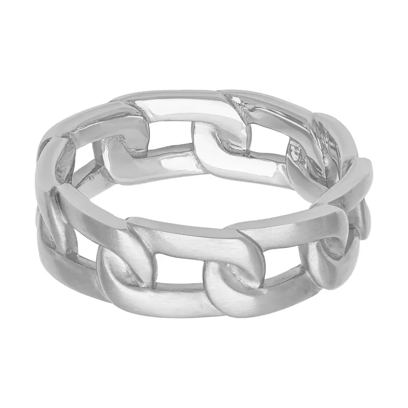 14K White Gold Brushed Horizontal Link Band (7mm)