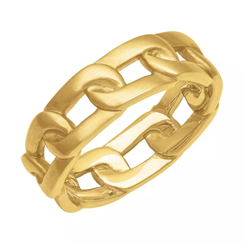 18K Yellow Gold Brushed Horizontal Link Band (7mm)