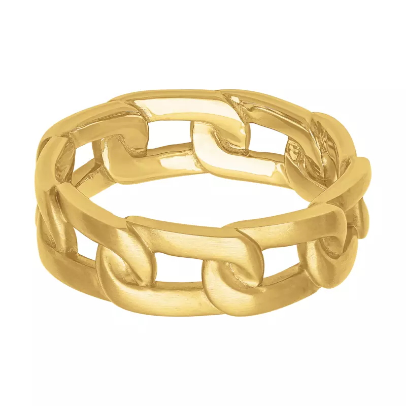 18K Yellow Gold Brushed Horizontal Link Band (7mm)