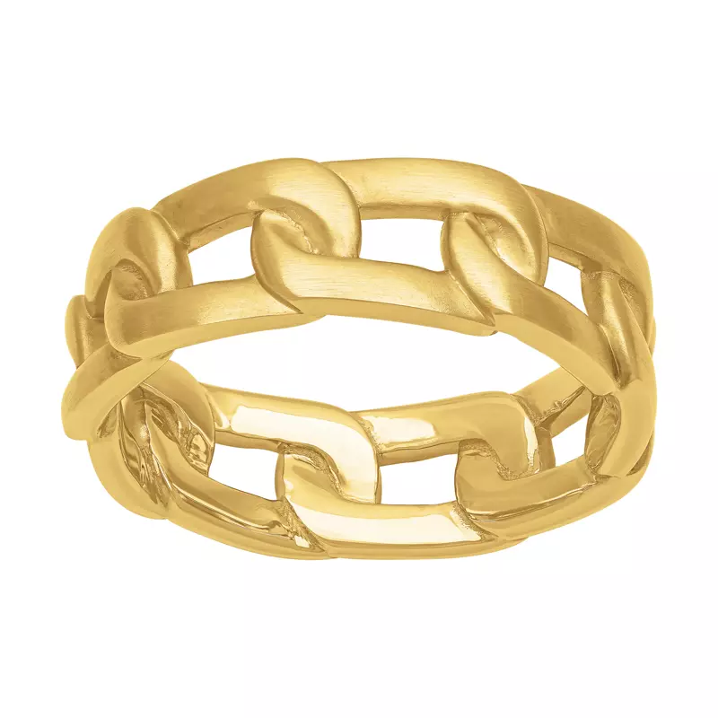 18K Yellow Gold Brushed Horizontal Link Band (7mm)