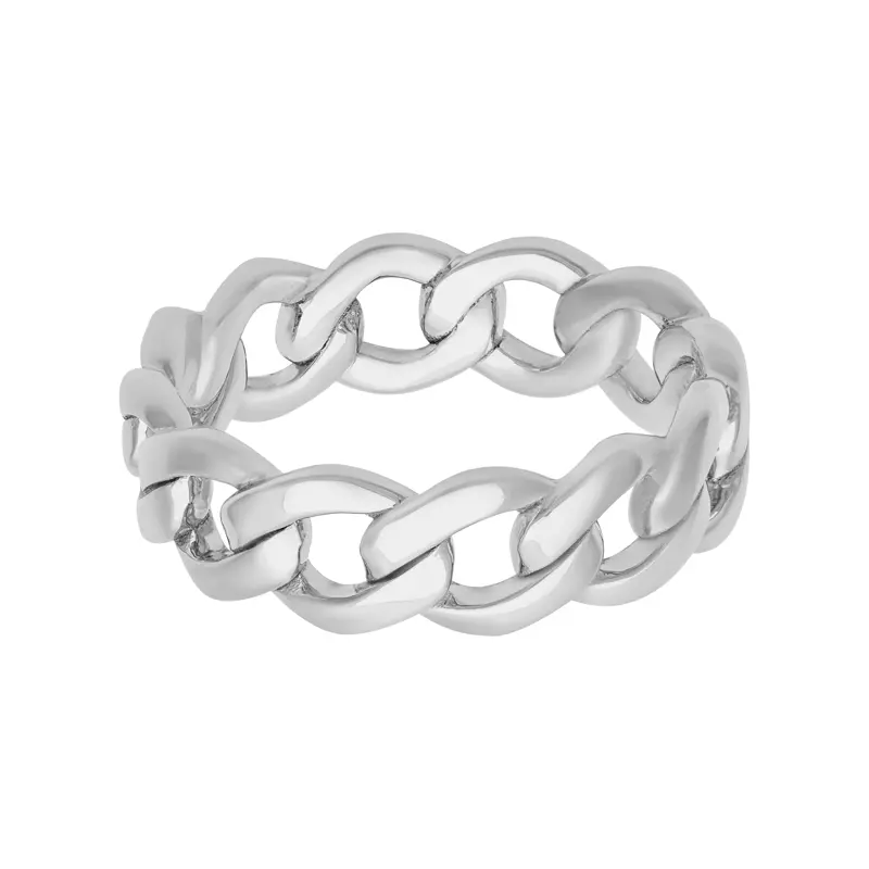 14K White Gold Curb Link Band (7mm)
