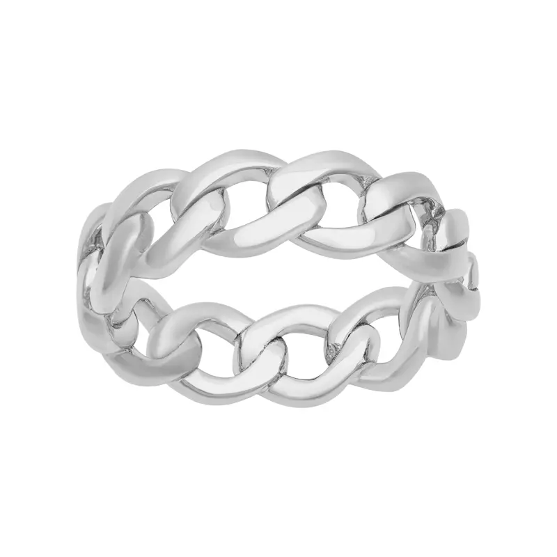 14K White Gold Curb Link Band (7mm)