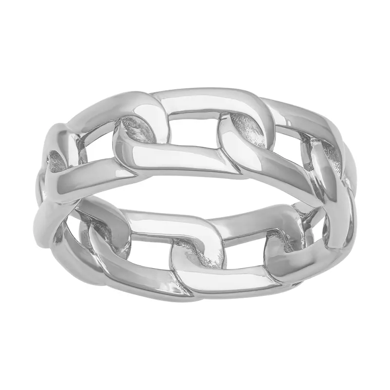 14K White Gold Polished Horizontal Link Band (7mm)