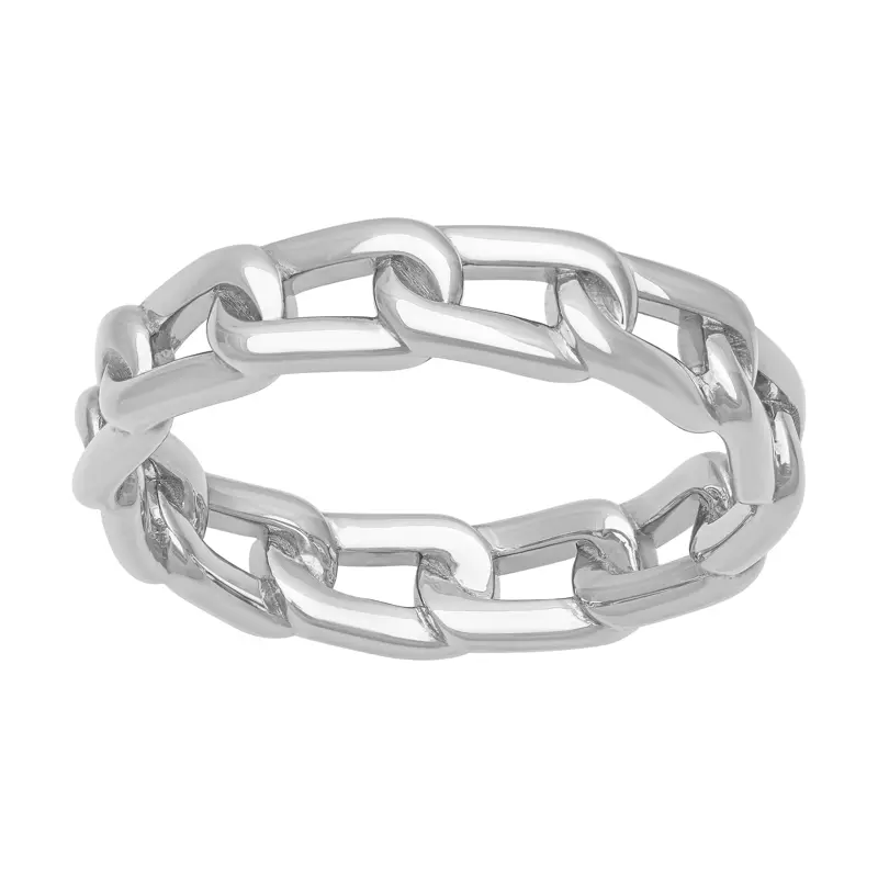 18K White Gold Polished Horizontal Link Band (5mm)