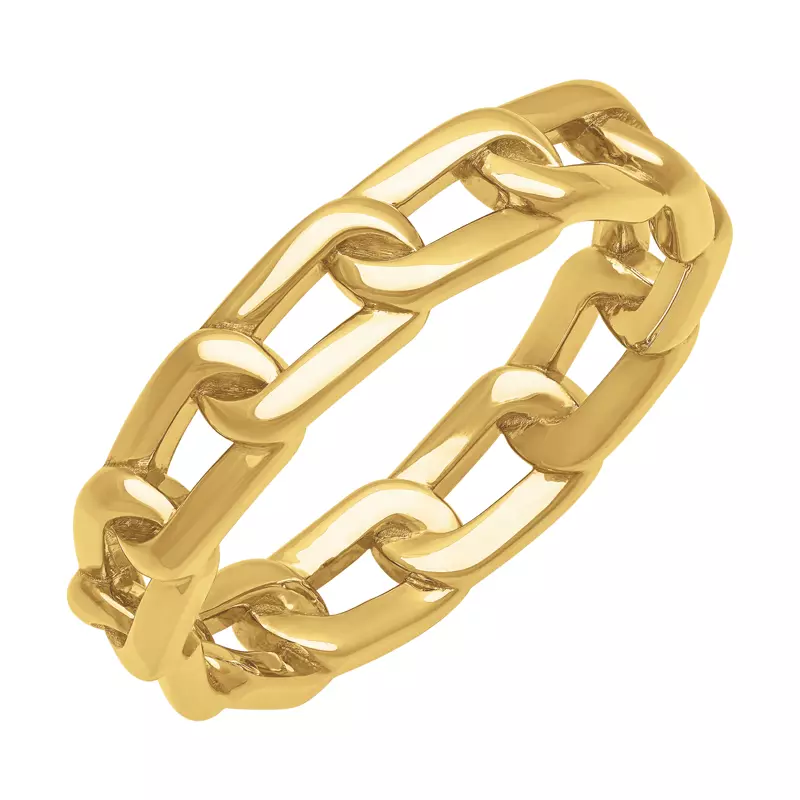 18K Yellow Gold Polished Horizontal Link Band (5mm)