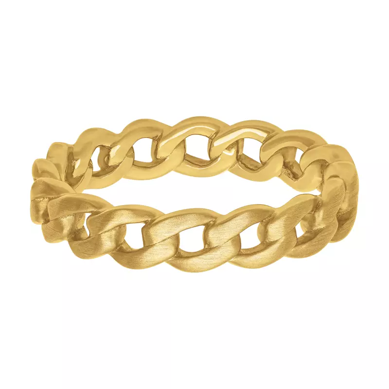 14K Yellow Gold Brushed Curb Link Band (5mm)