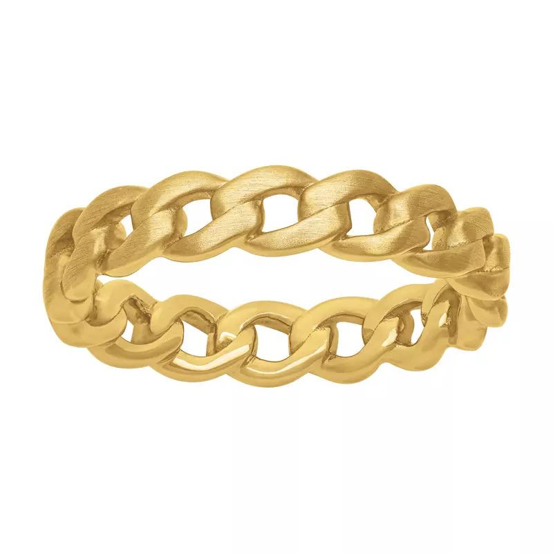 14K Yellow Gold Brushed Curb Link Band (5mm)