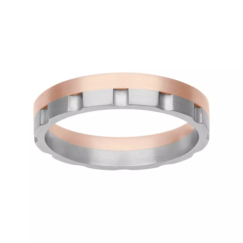 18K Rose Gold Two-Tone Vertical Cut Fusion Band (4.5mm)