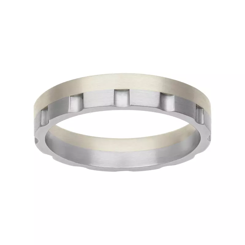 18K White Gold Two-Tone Vertical Cut Fusion Band (4.5mm)