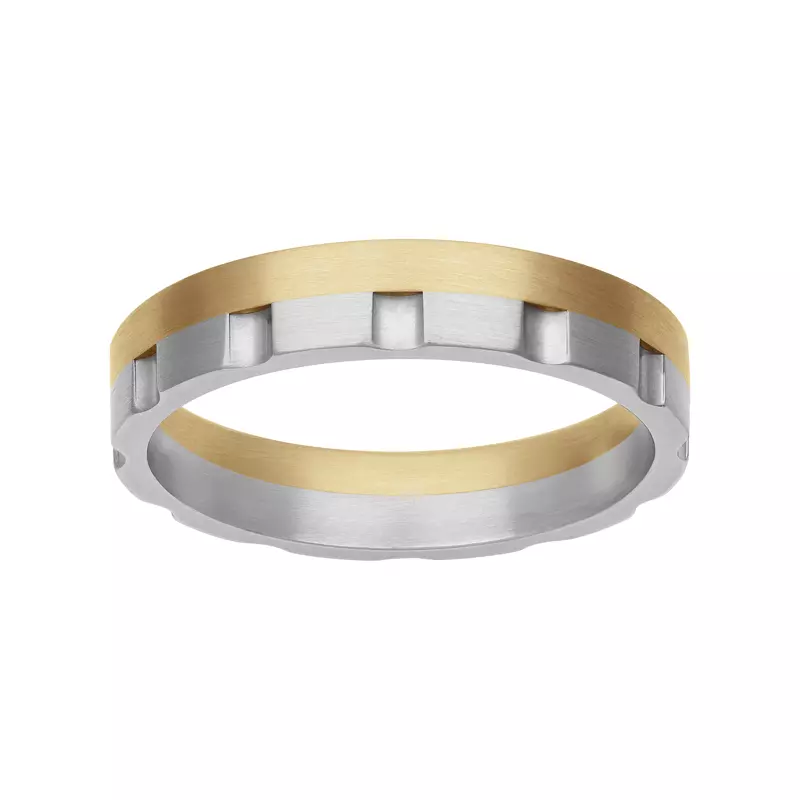 18K Yellow Gold Two-Tone Vertical Cut Fusion Band (4.5mm)