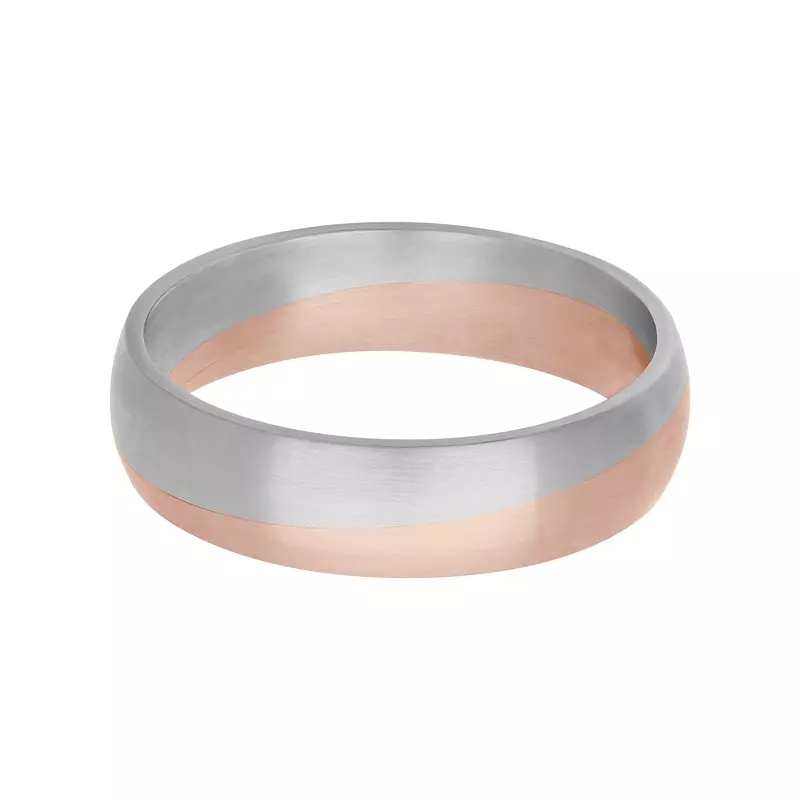 18K Rose Gold Two-Tone Angled Groove Fusion Band (5.5mm)