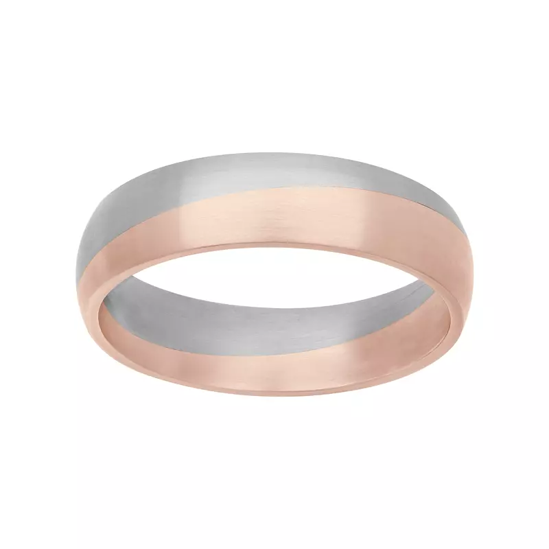 18K Rose Gold Two-Tone Angled Groove Fusion Band (5.5mm)