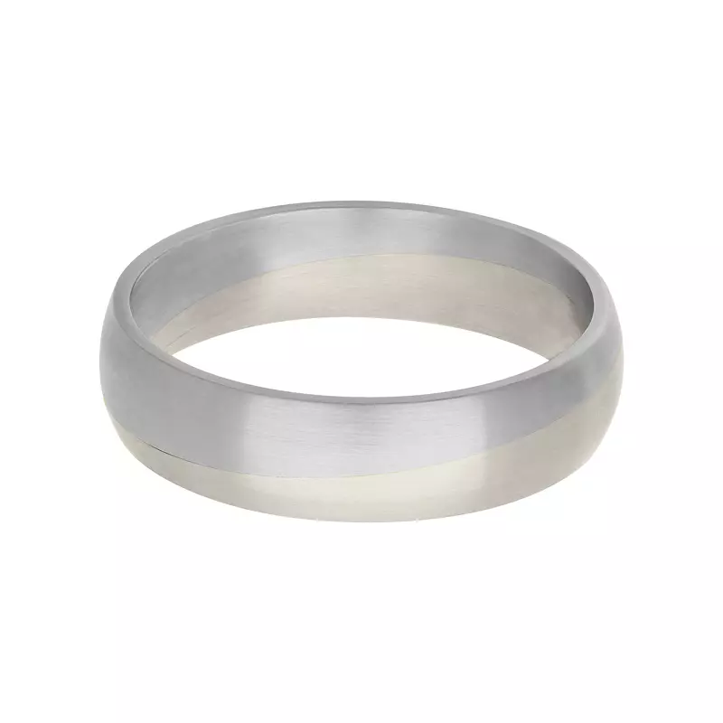 18K White Gold Two-Tone Angled Groove Fusion Band (5.5mm)