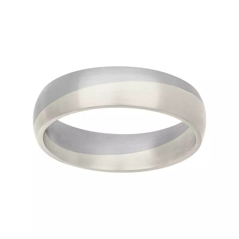 18K White Gold Two-Tone Angled Groove Fusion Band (5.5mm)