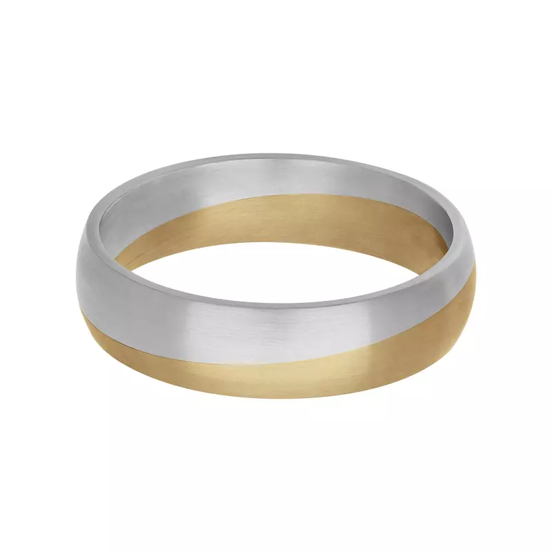 18K Yellow Gold Two-Tone Angled Groove Fusion Band (5.5mm)