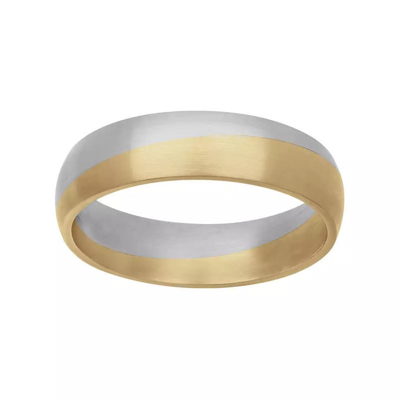 18K Yellow Gold Two-Tone Angled Groove Fusion Band (5.5mm)