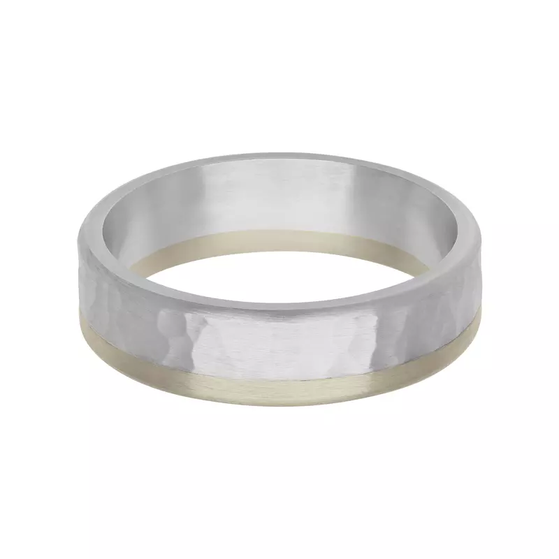 18K White Gold Two-Tone Hammered Finish Fusion Band (6mm)