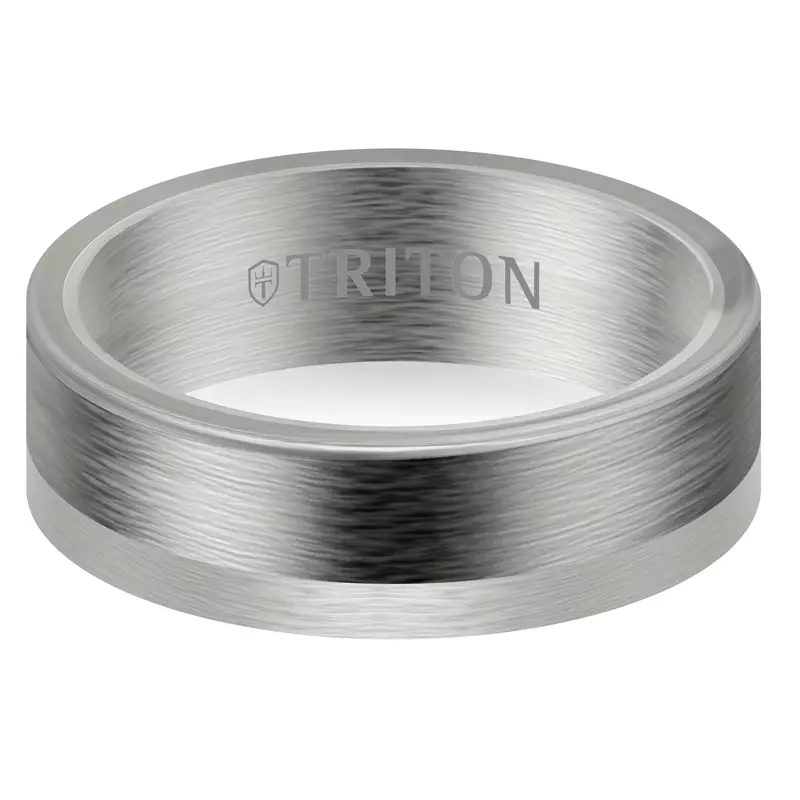 White Gold 14k & Tantalum Asymmetrical Tantalum With Gold Brushed Band (7mm)