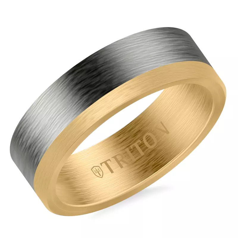 Asymmetrical Tantalum With Gold Brushed Band (7mm)
