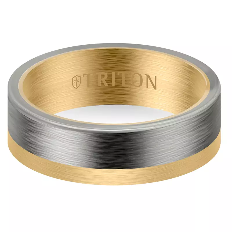 Yellow Gold 18k & Tantalum Asymmetrical Tantalum With Gold Brushed Band (7mm)