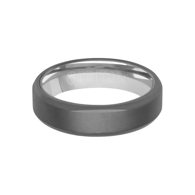 Platinum Polished Edge Matte Tantalum With Gold Band (6mm)