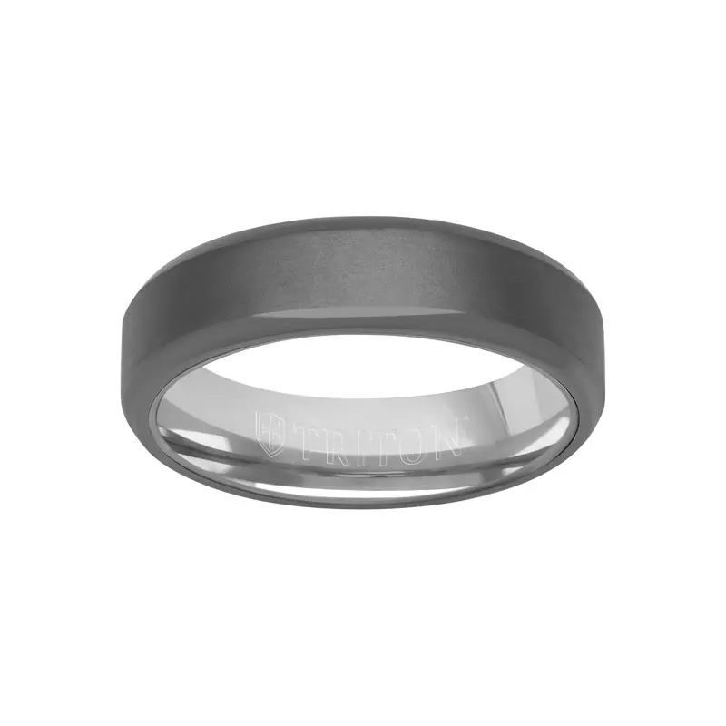 Platinum Polished Edge Matte Tantalum With Gold Band (6mm)