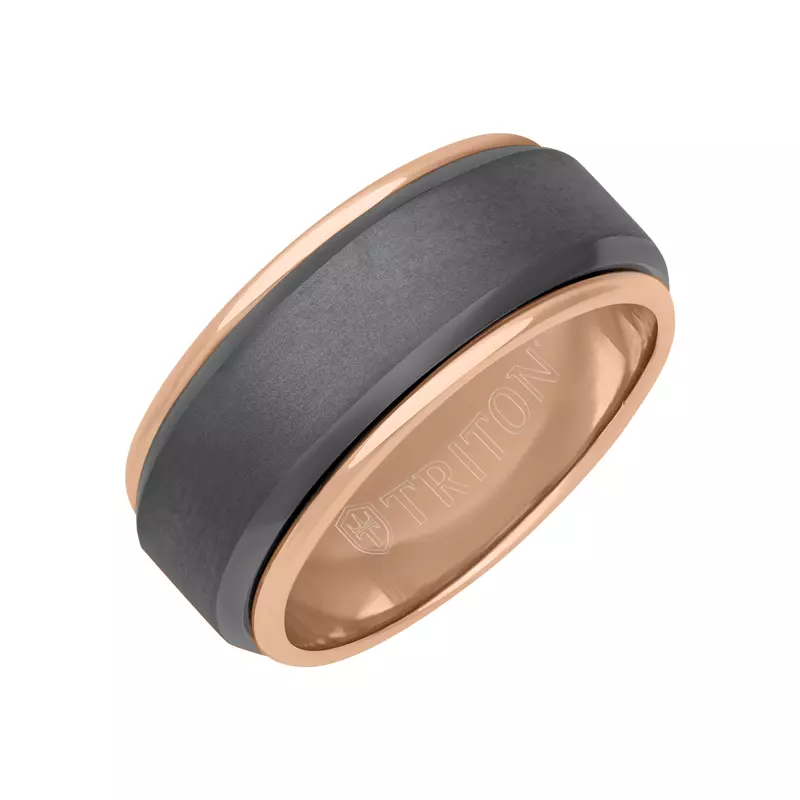 14K Rose Gold Matte Tantalum With Gold Sleeve Band (9mm)