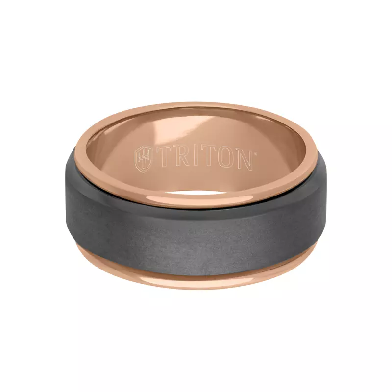 14K Rose Gold Matte Tantalum With Gold Sleeve Band (9mm)