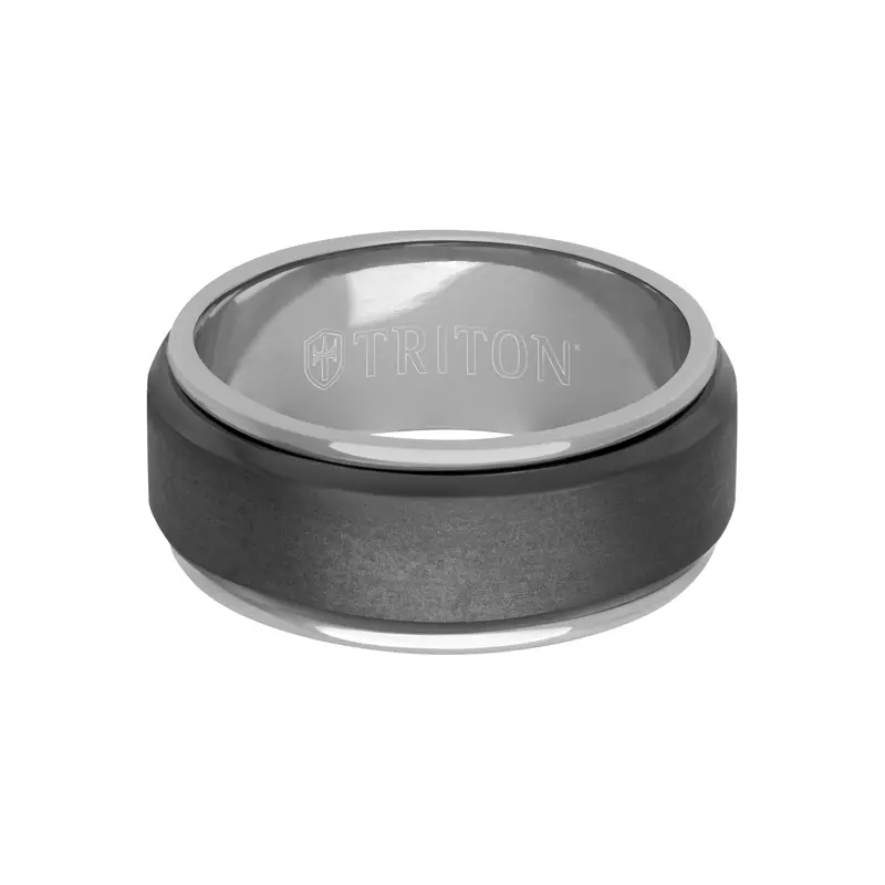14K White Gold Matte Tantalum With Gold Sleeve Band (9mm)