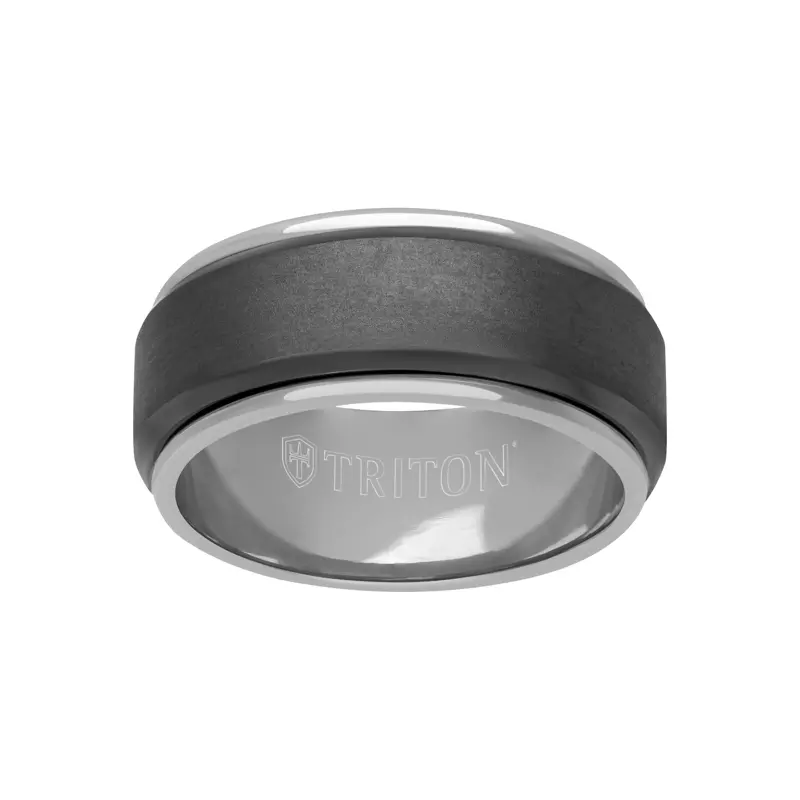 14K White Gold Matte Tantalum With Gold Sleeve Band (9mm)