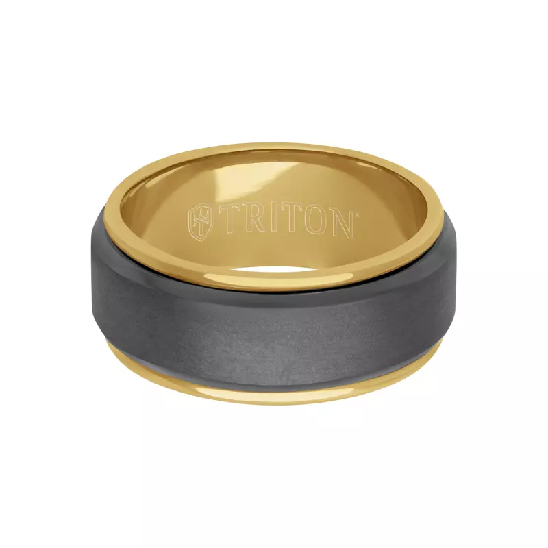 Yellow Gold 14k & Tantalum Matte Tantalum With Gold Sleeve Band (9mm)