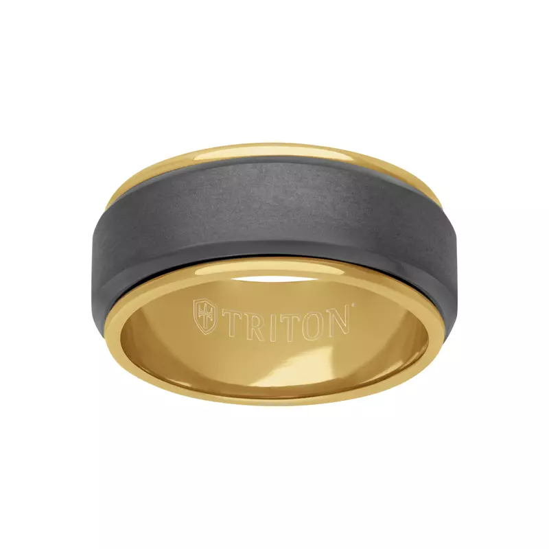 Yellow Gold 14k & Tantalum Matte Tantalum With Gold Sleeve Band (9mm)
