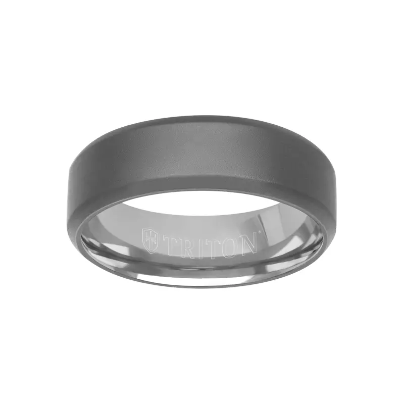 14K White Gold Matte Beveled Tantalum With Gold Band (7mm)