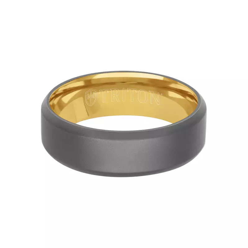 Yellow Gold 14k & Tantalum Matte Beveled Tantalum Band (7mm)
