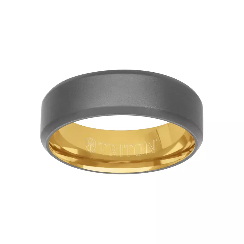 Yellow Gold 14k & Tantalum Matte Beveled Tantalum Band (7mm)
