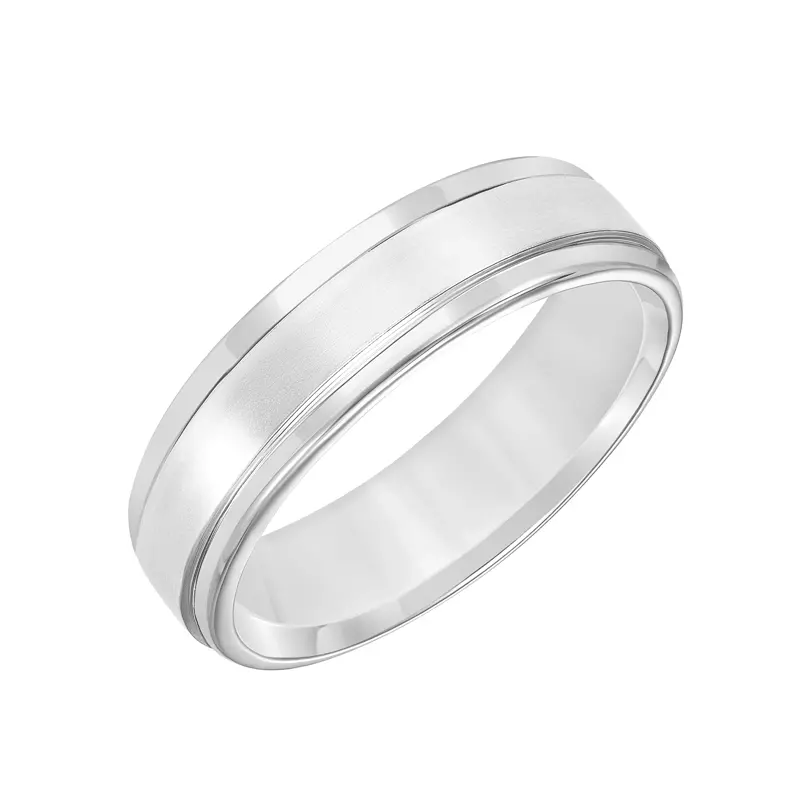 Platinum Brushed Center And High Polished Edge Band (6mm)