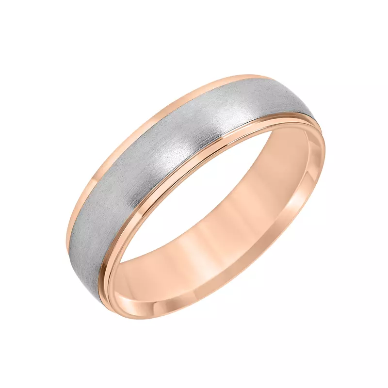 14K Rose Gold Low Dome Brushed Finish Wedding Band (6mm)
