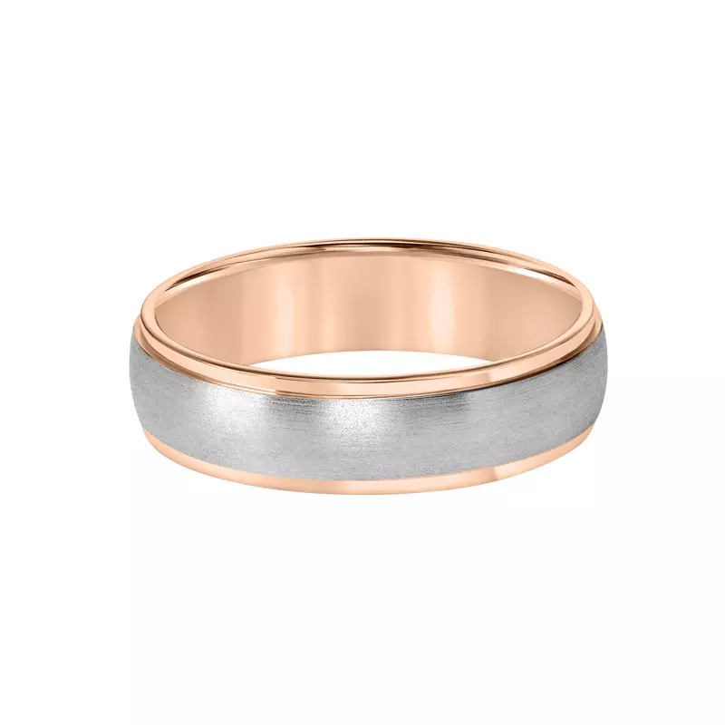 14K Rose Gold Low Dome Brushed Finish Wedding Band (6mm)